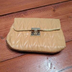 Tan Quilted Clutch Bag
